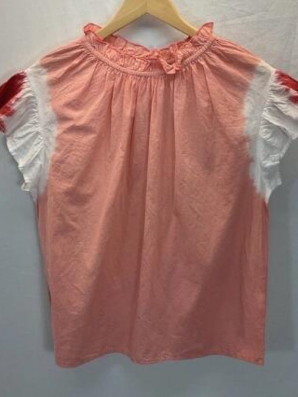 New THML Ruffle Collar Flutter Sleeve Cotton Colorful Summer Beach Travel Sz S